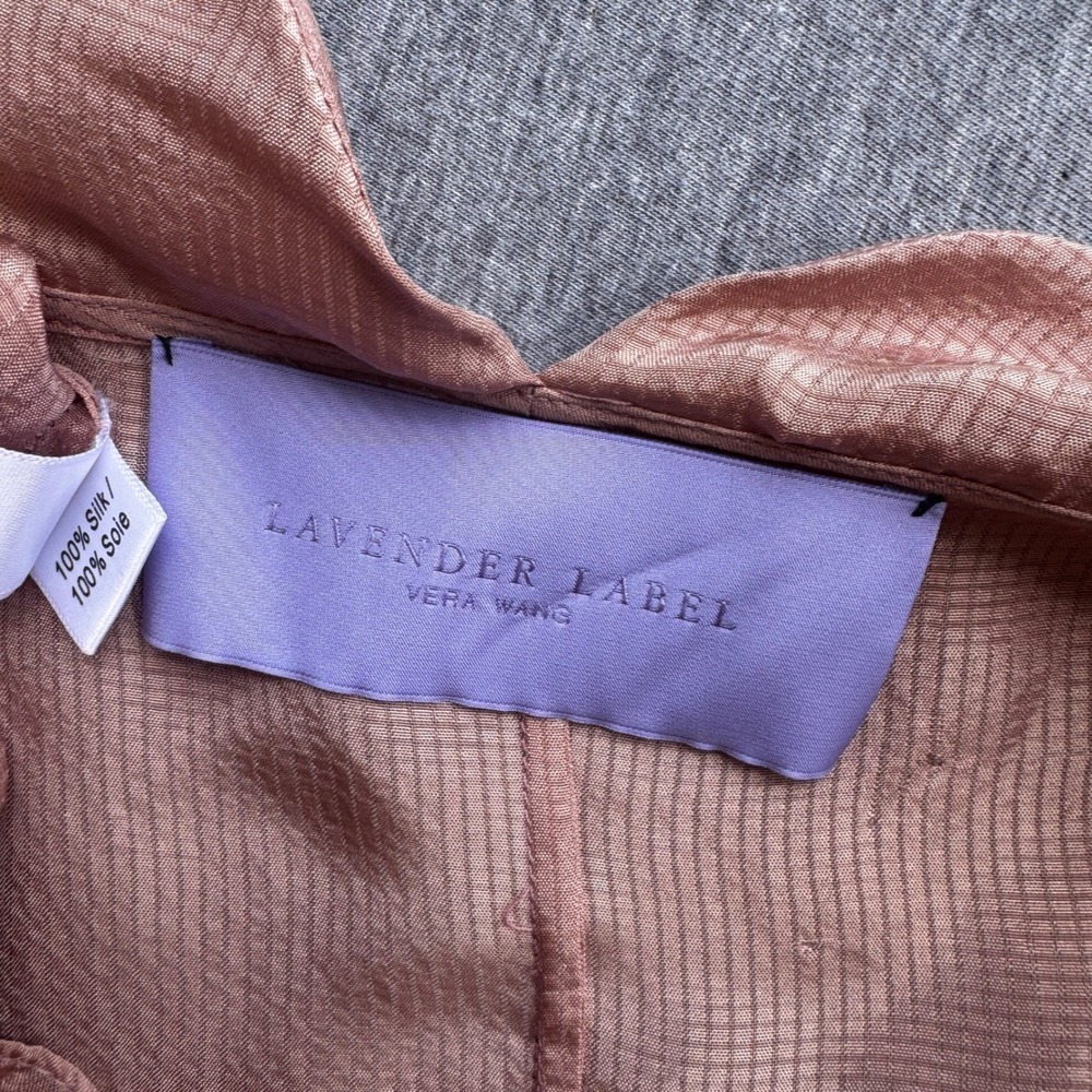 Vera Wang Lavender Label Silk Sleeveless Tie Neck Pleated Blouse Dusty Rose 10 - Picture 7 of 9